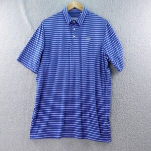 KJUS Mens Golf Polo Shirt Size L Blue Striped Short Sleeve Performance Stretch‎